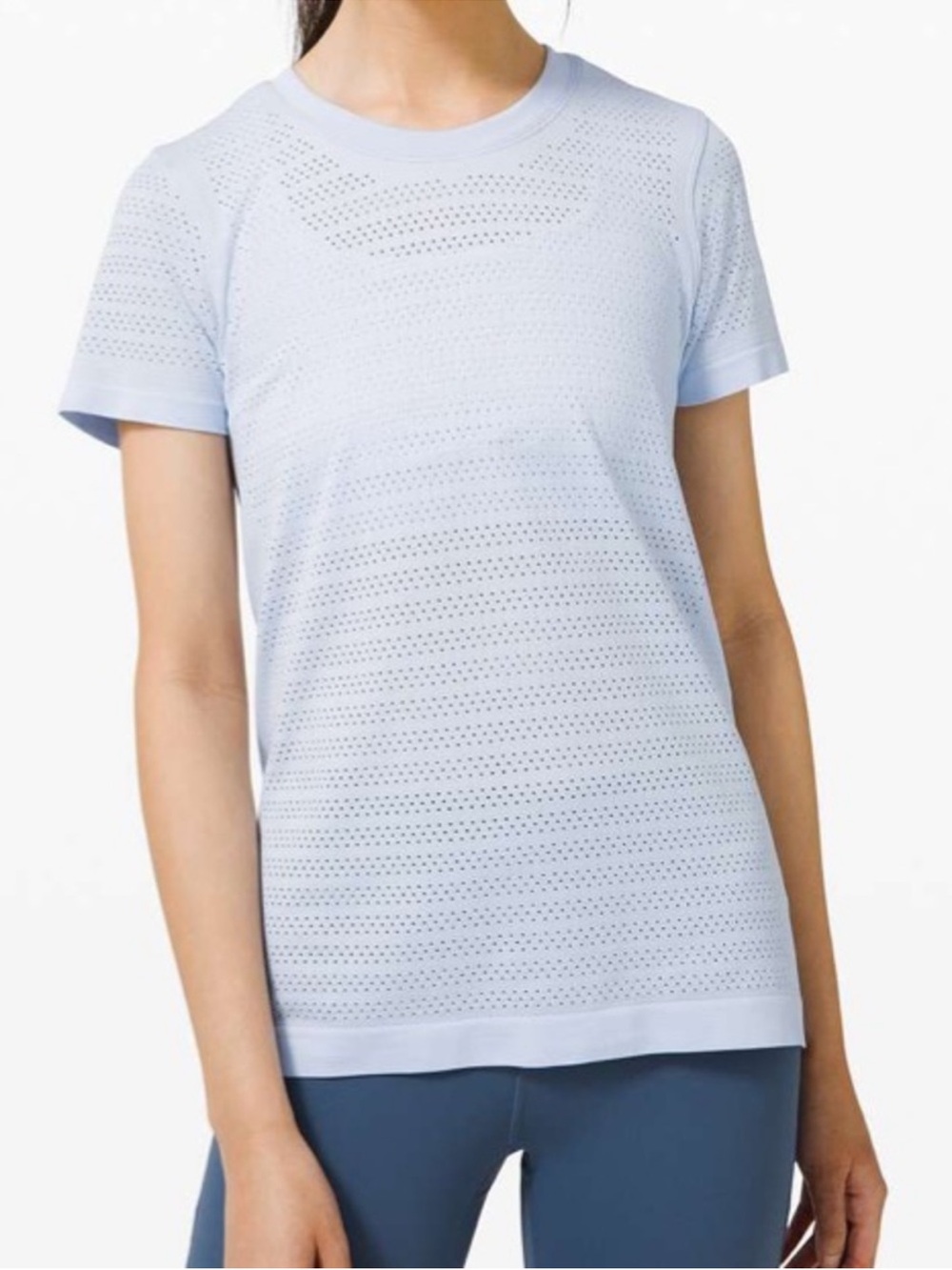 lululemon athletica Light Blue Breeze By Perforated Short Sleeve Tee